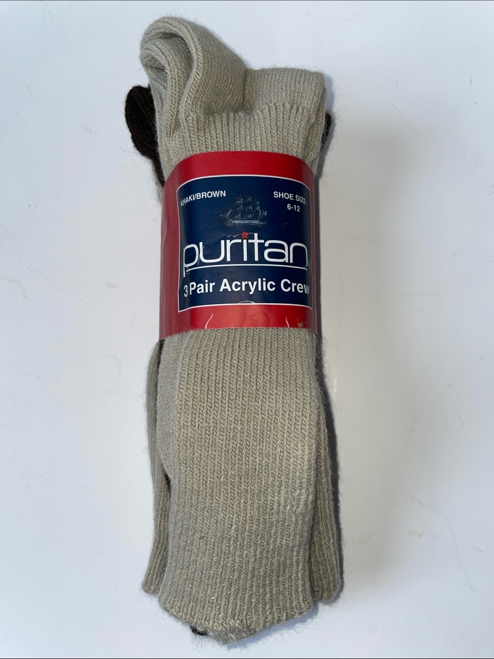 NWT Puritan Men’s Crew Socks - Khaki and Brown (3 Pack)